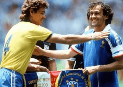 Platini y Edinho partido Francia Brasil Mundial 86 Platini y Edinho partido Francia Brasil Mundial 86